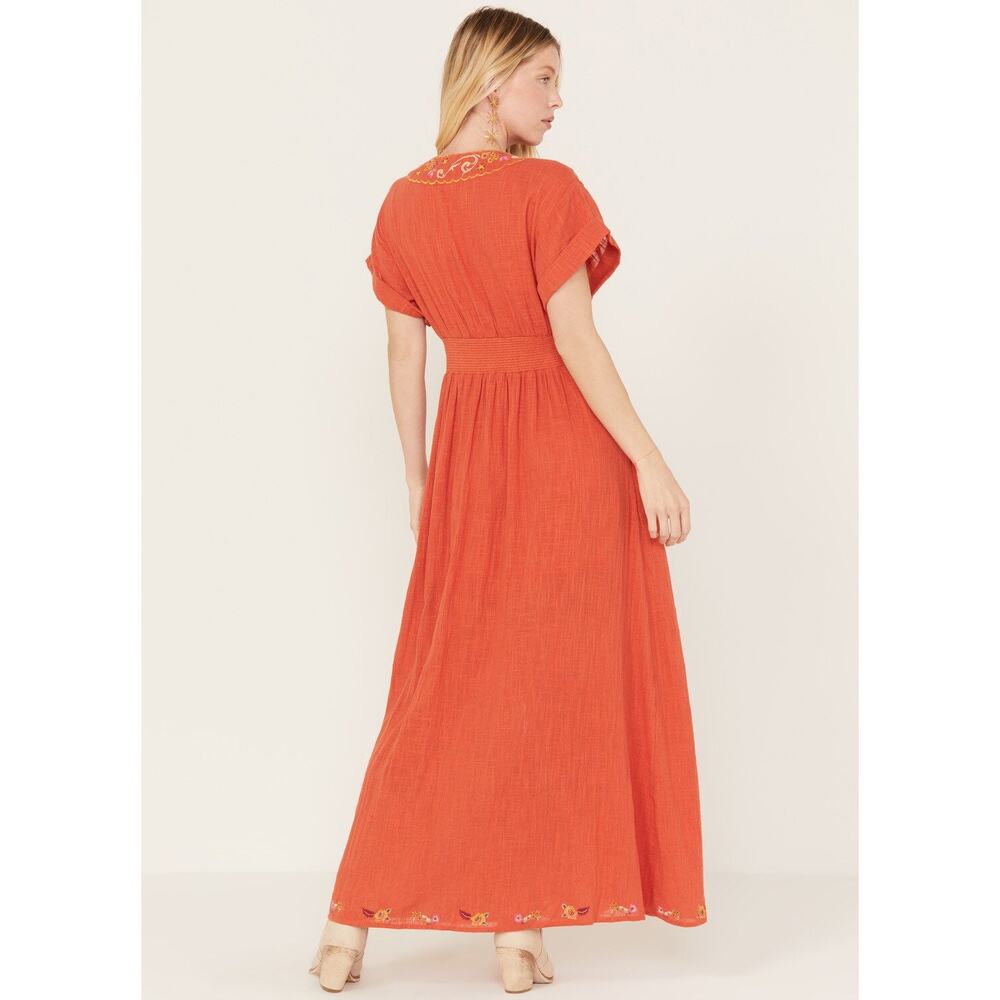 Free People Maisle Embroidered Maxi Dress Burnt Orange- Worn once - Picture 3 of 7